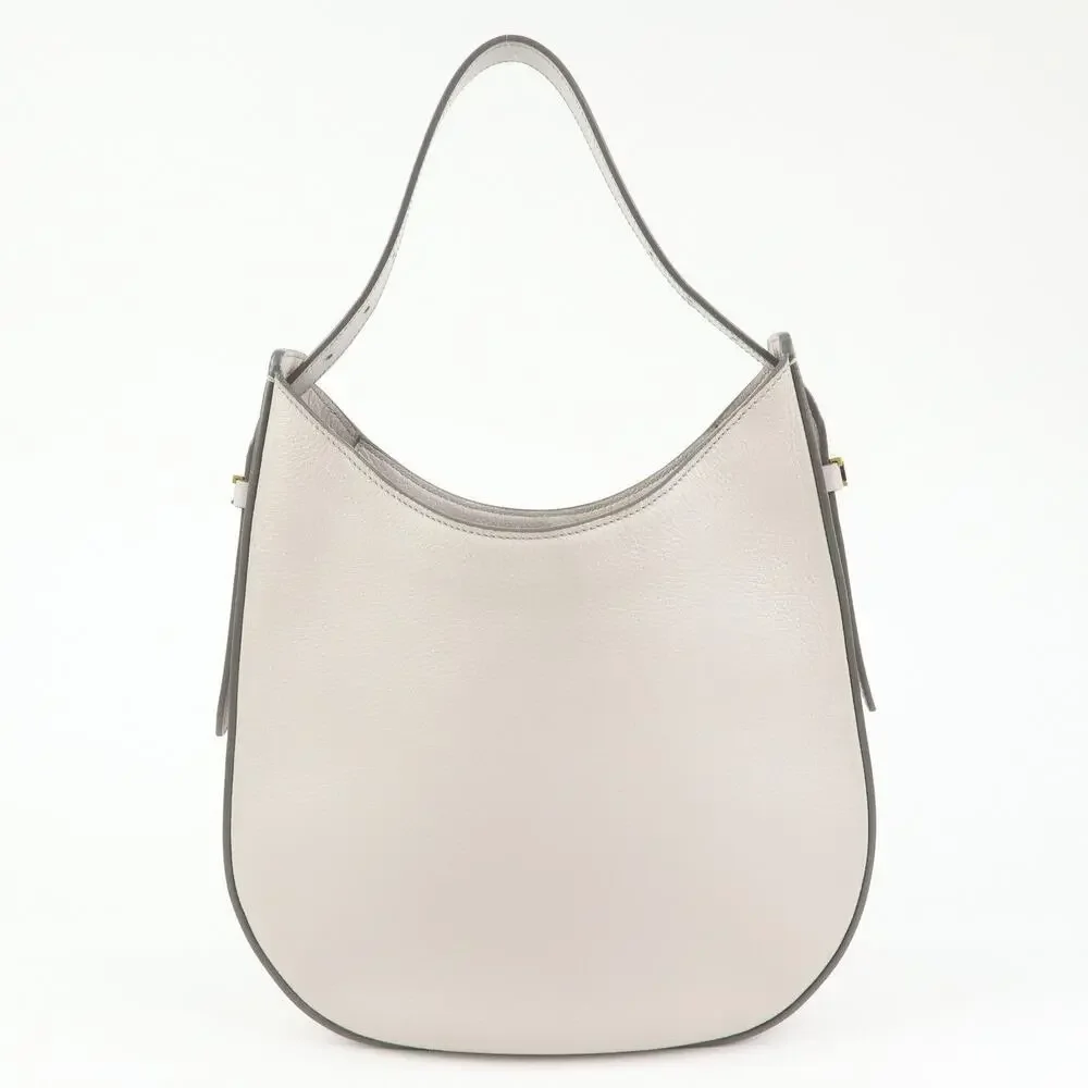 TOD'S OBOE Medium Leather Hobo Bag Hand Gray